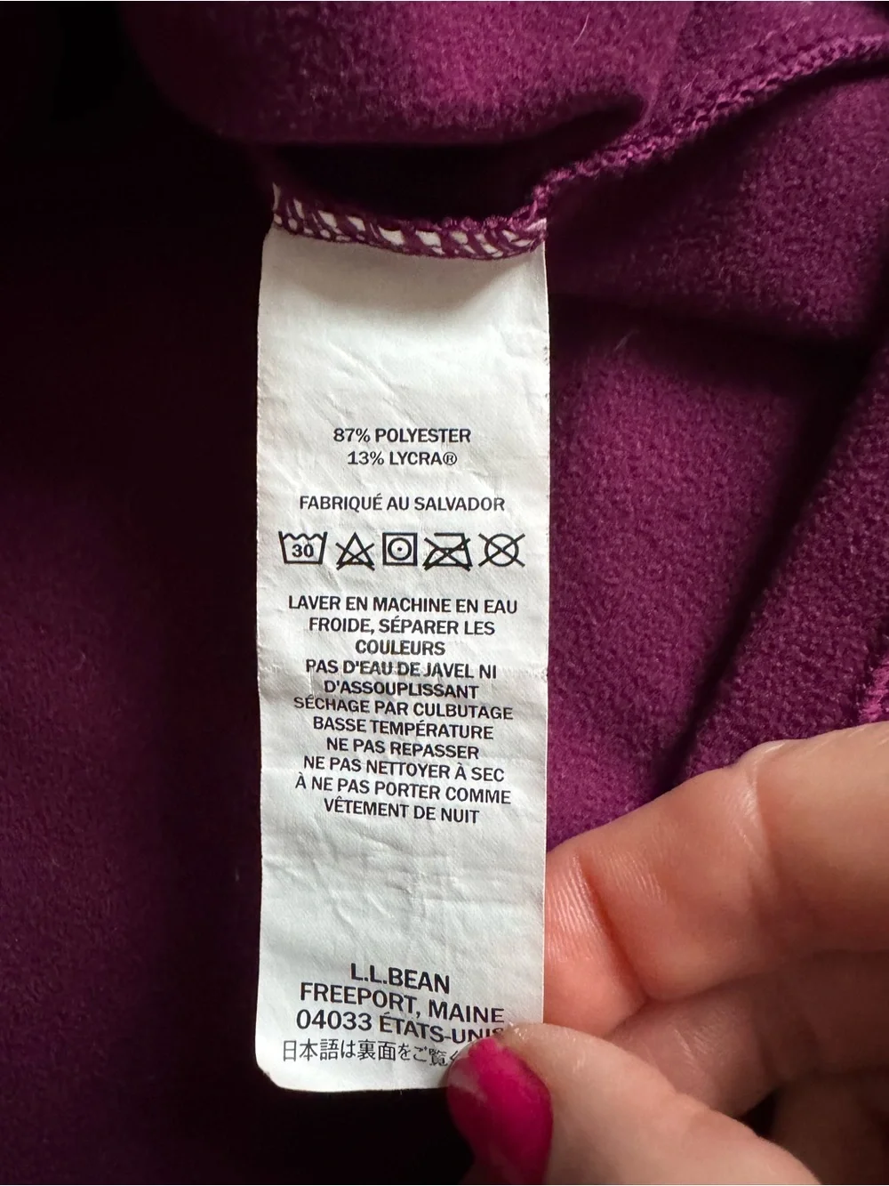 L.L. Bean Fleece Lined Performance Hoodie Pullover Purple Girls  Large 14-16